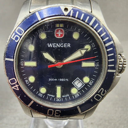 Wenger Battalion Dive Watch Women 31mm Blue Dial Silver Tone Date Round New Batt1