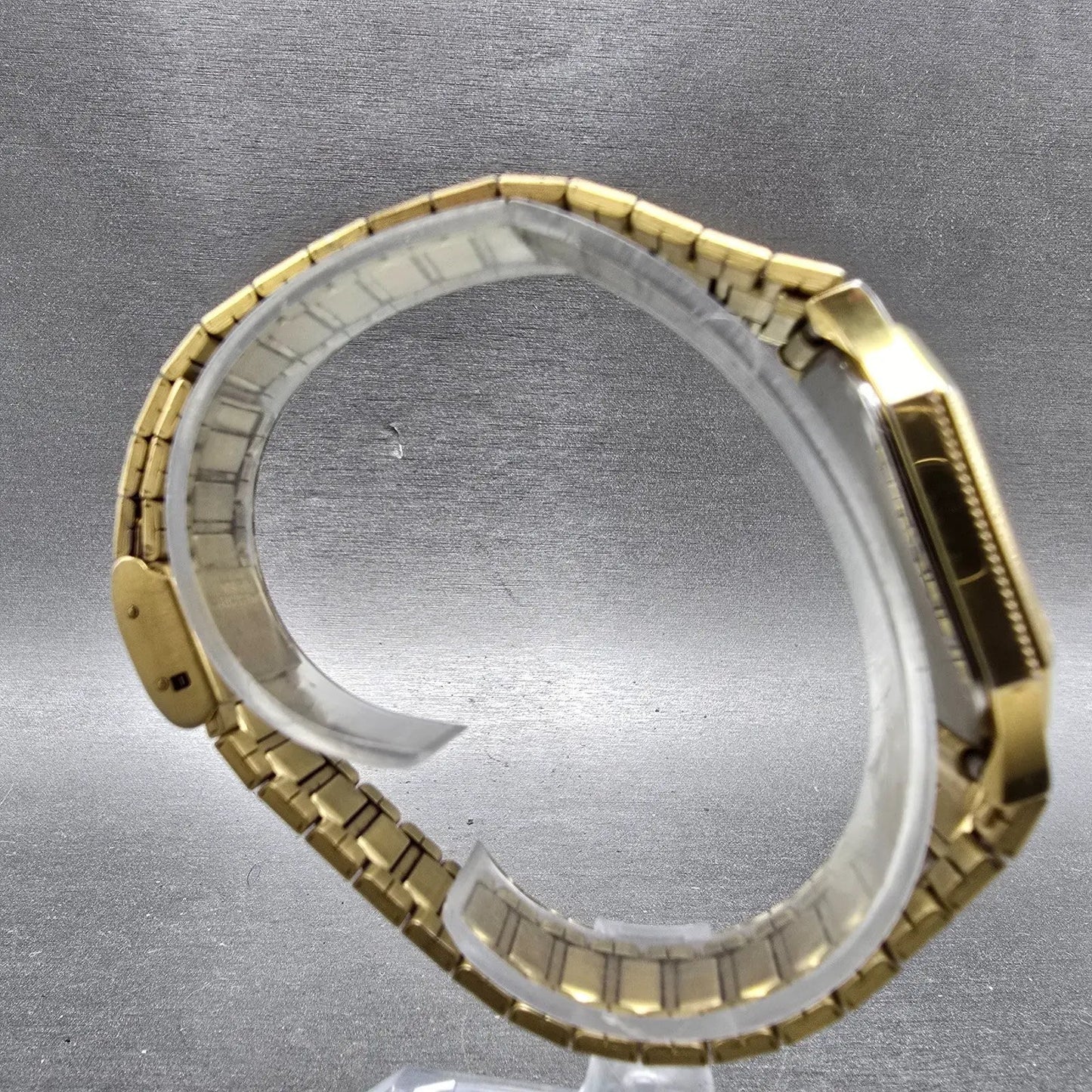 Bulova Tank Watch Men 29mm Silver Dial Gold Tone Date Octagon 92B29 PARTS VTG7