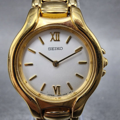 Seiko Watch Women 23mm Silver Dial Gold Tone Round 1n001f00 New Battery2