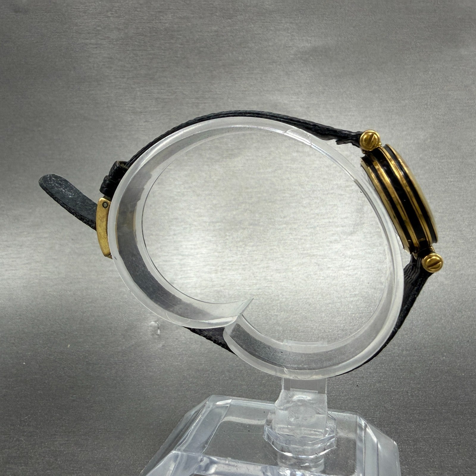 Gucci 2000L Watch Women 22mm Black Dial Gold Plated Round New Battery VTG PRWQ8