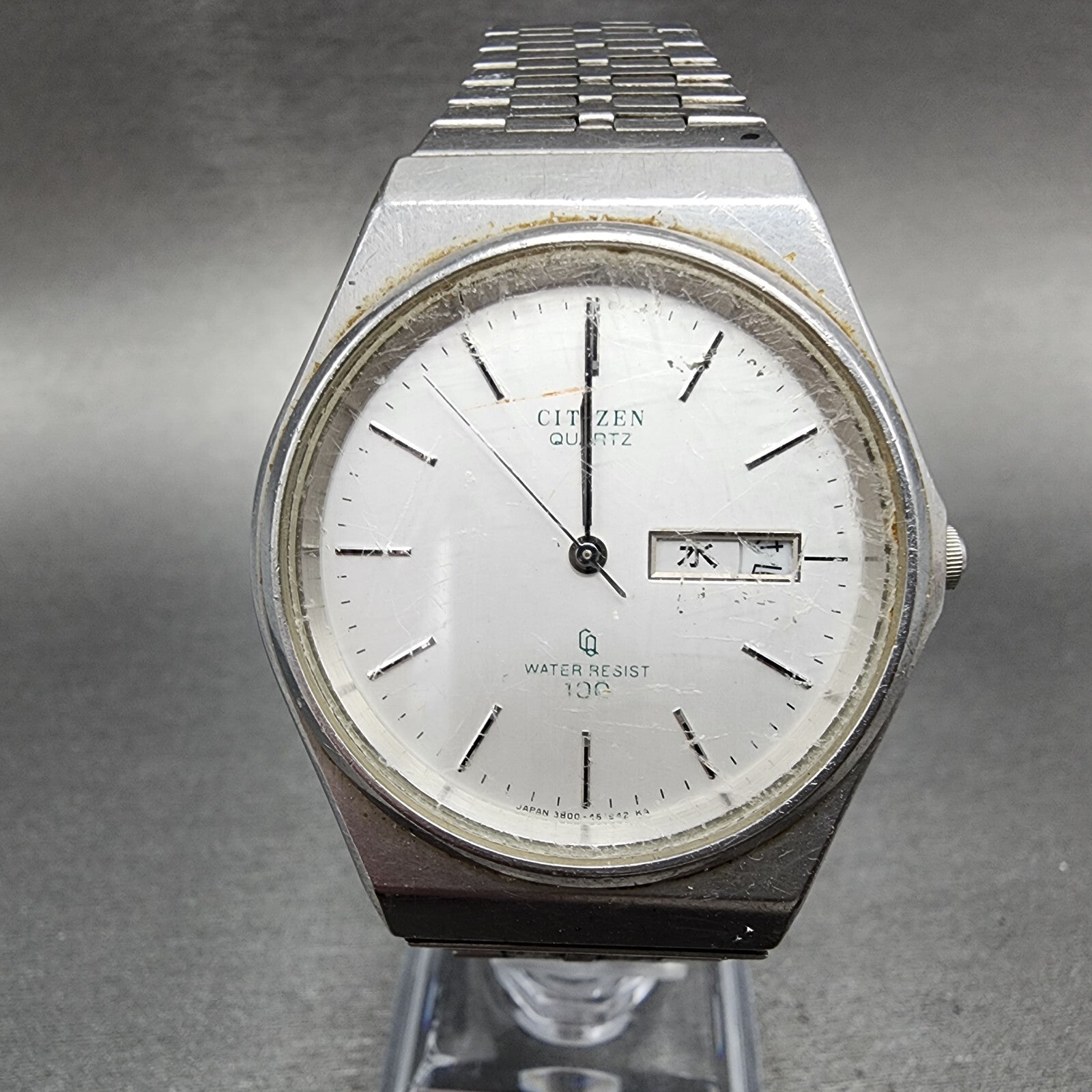 Citizen CQ Watch Men 36mm Silver Dial Steel Daydate Round 3800451261 PARTS0