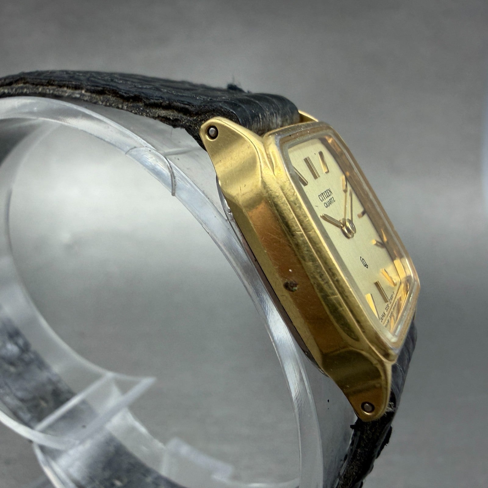 Citizen CQ Tank Watch Women 20mm Champagne Dial Gold Tone 3220-320697 NewBatt 603