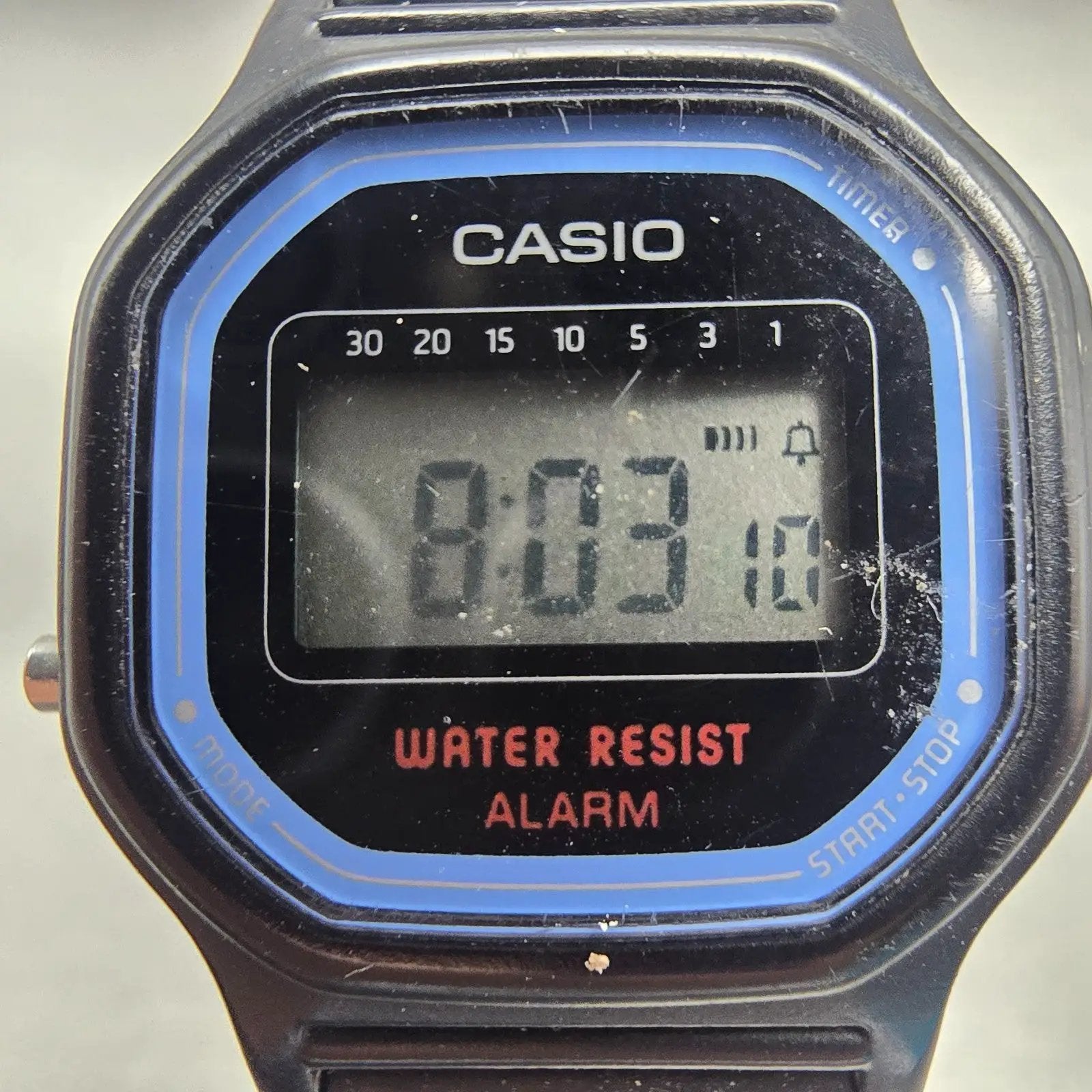 Casio LA-11W Digital Watch Women 25mm Black Blue Alarm Chronograph New Battery B1