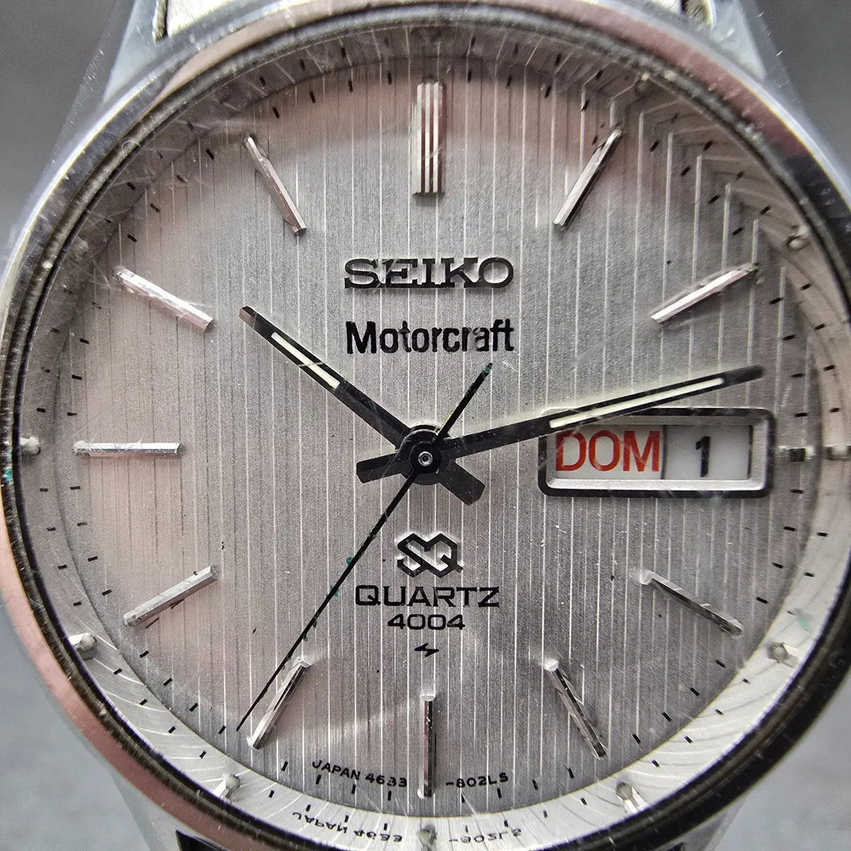 Seiko Motorcraft SQ 4004 Watch Men 36mm Silver Dial Steel Daydate 4633-8029 PART2