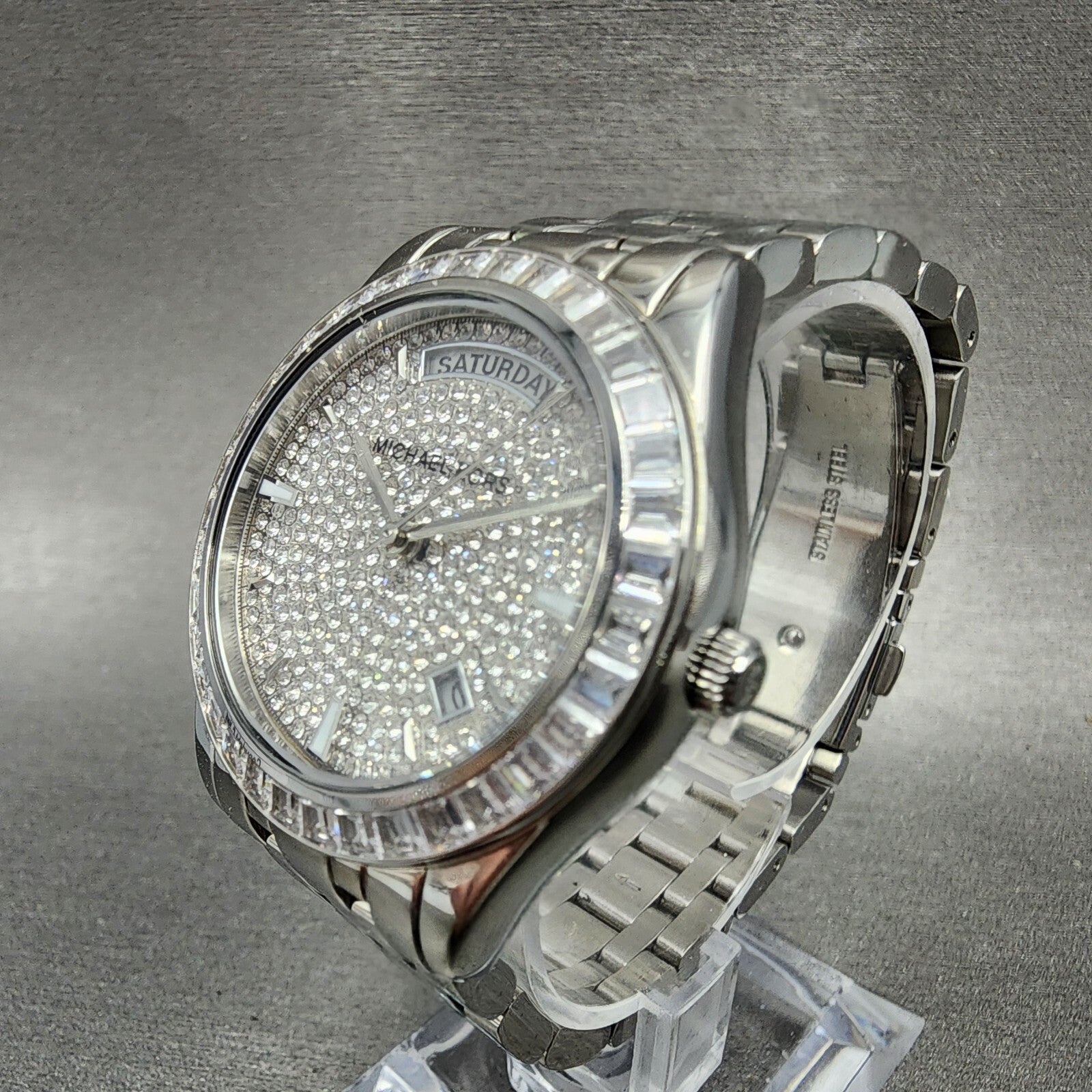 Michael Kors Kiley Watch Women 35mm Crystal Dial & Bezel Dadyate Silver Tone2