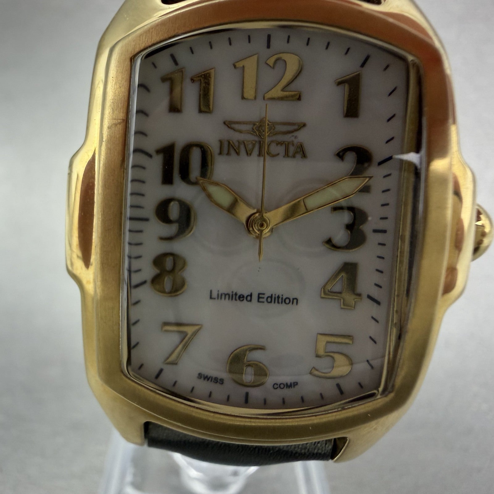 Invicta Lupah Watch Women 29mm MOP Dial Gold Tone Oval 6748 New Battery Blue1