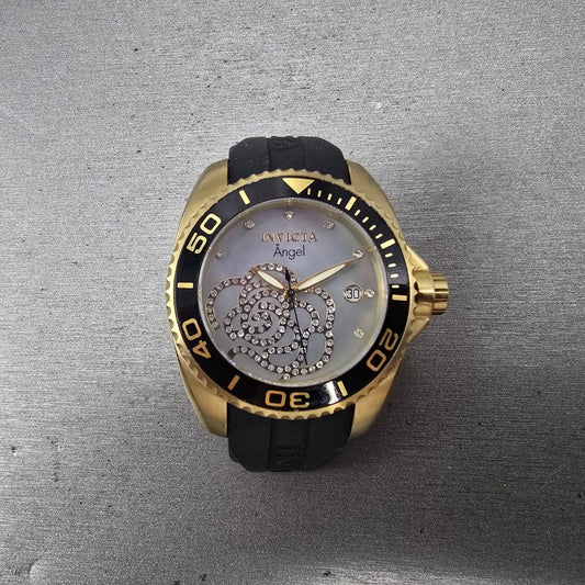 Invicta Angle Dive Watch Women 39mm MOP Dial Gold Tone Date 0489 New Battery0