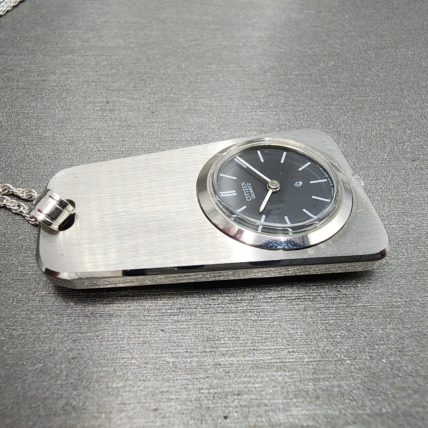 Citizen Necklace Watch Women Gray Dial Steel Rectangle New Battery W/Box4