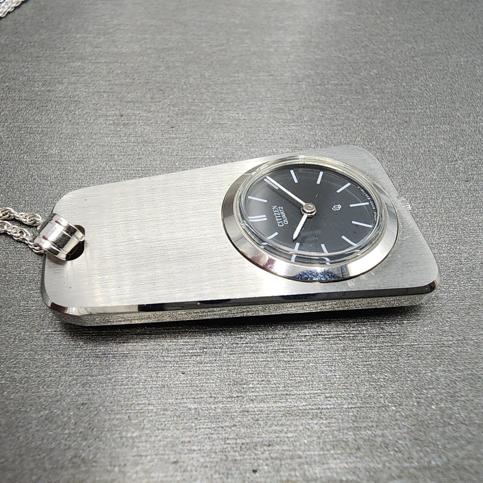 Citizen Necklace Watch Women Gray Dial Steel Rectangle New Battery W/Box4