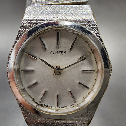 Citizen Watch Women 20mm White Dial Silver Tone Manual Round 4-675452