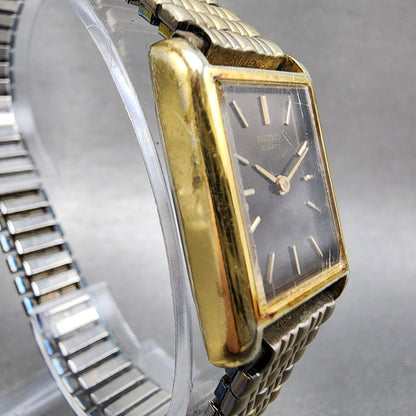 Seiko Tank Watch Women 19mm Brown Dial Gold Tone Rectangle 47003009 New Batt AB3