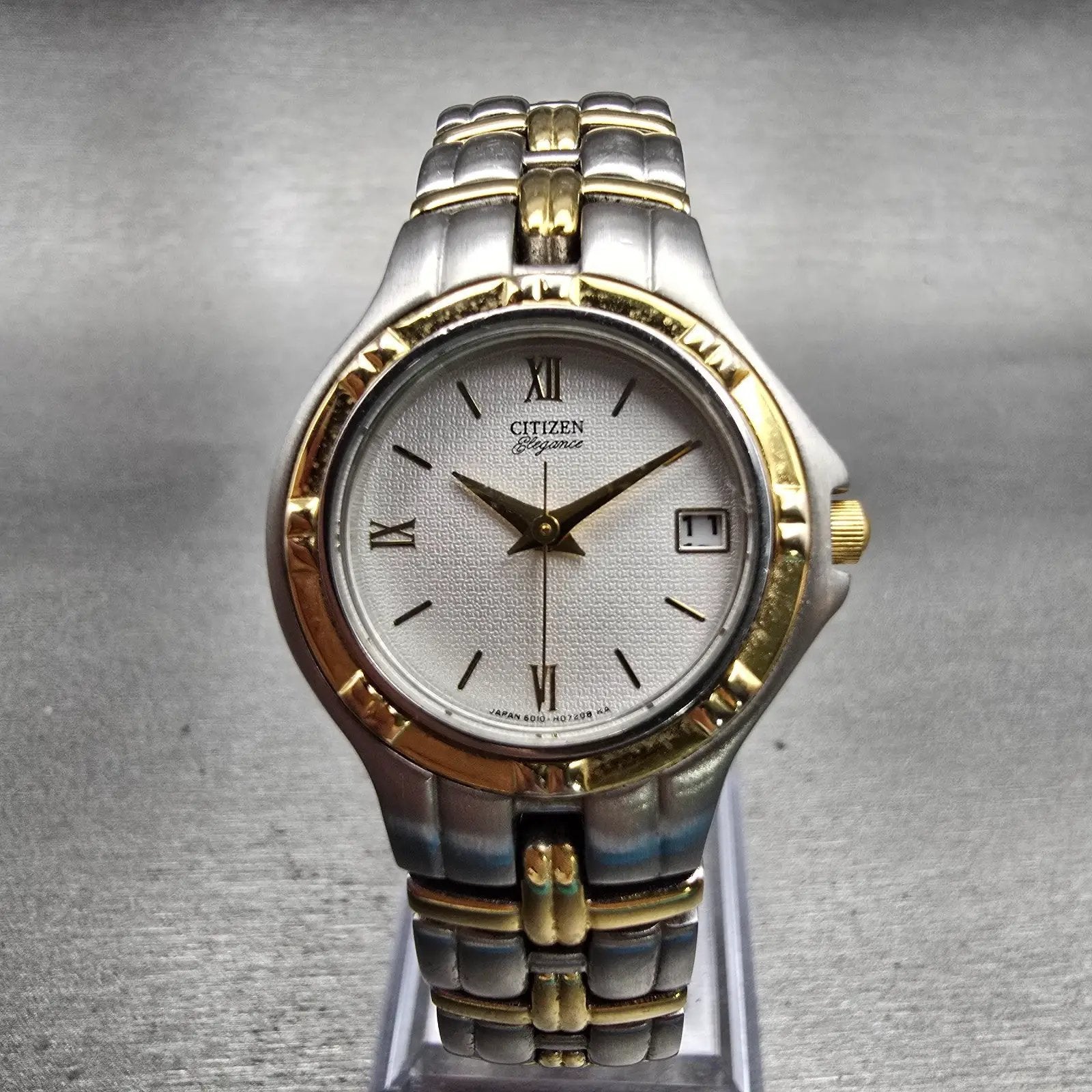 Citizen Elegance Watch Women 24mm Silver Dial Two Tone Date 1012-H20118 New Batt0