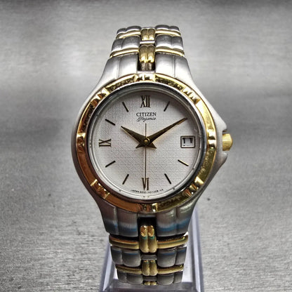 Citizen Elegance Watch Women 24mm Silver Dial Two Tone Date 1012-H20118 New Batt0