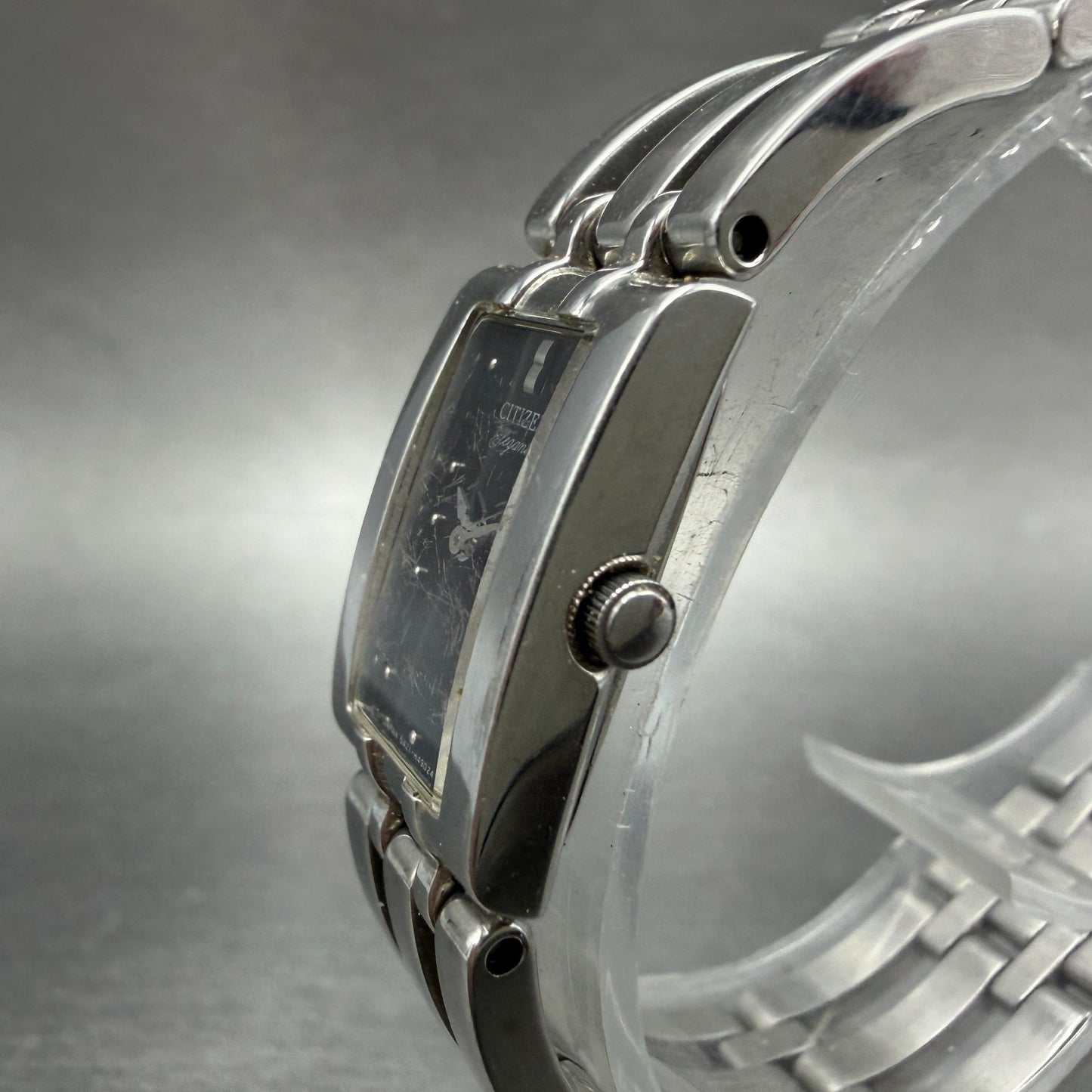 Citizen Elegance Tank Watch Women 15mm Black Dial Silver Tone 5421-H27759 NewBat2