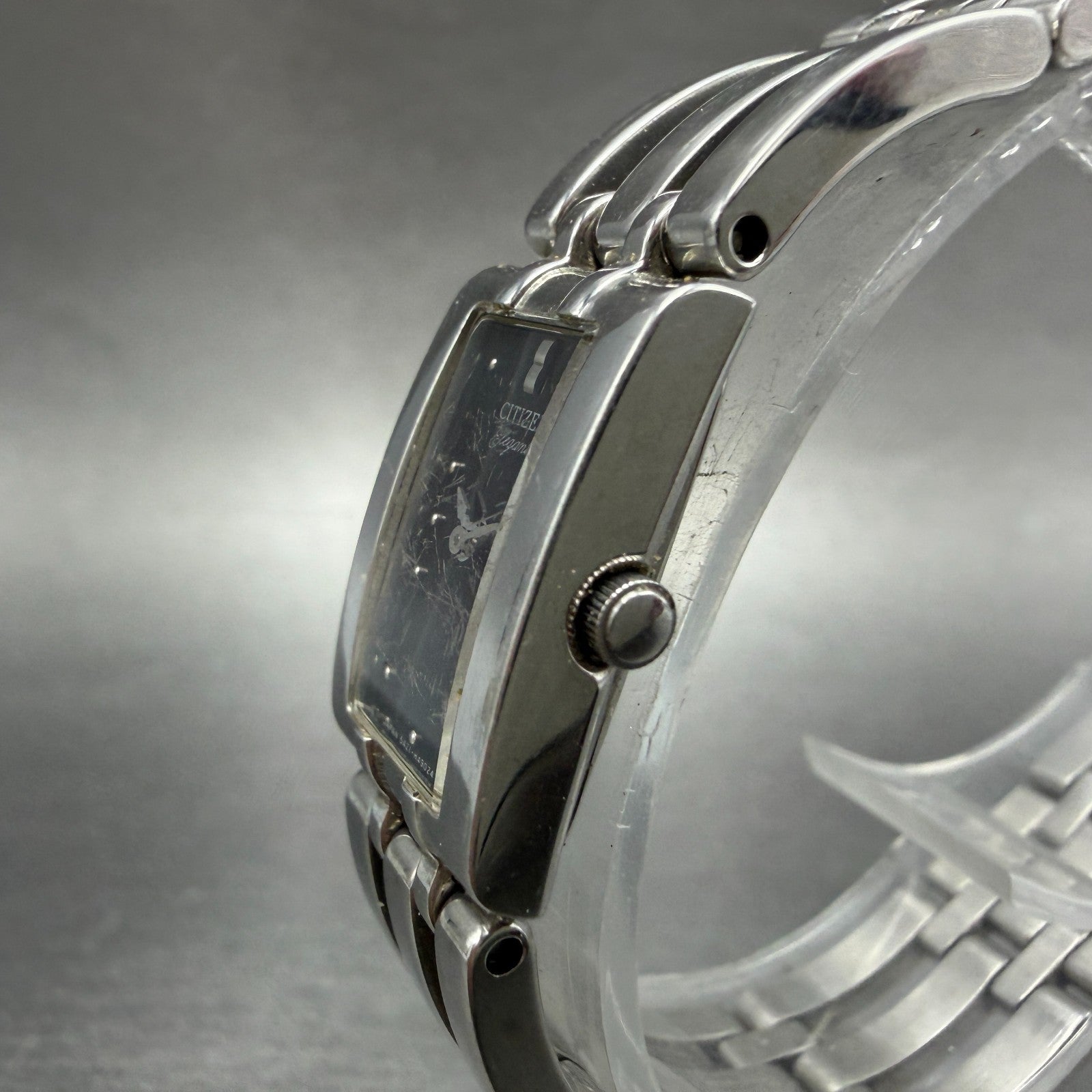 Citizen Elegance Tank Watch Women 15mm Black Dial Silver Tone 5421-H27759 NewBat2