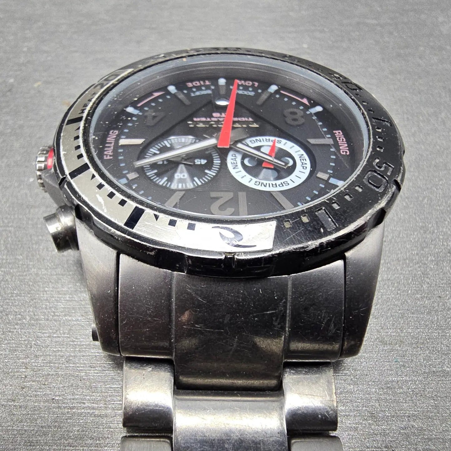 Ripcurl Tidemaster Watch Men 42mm Black Dial Titanium Date READ!!! New Battery4