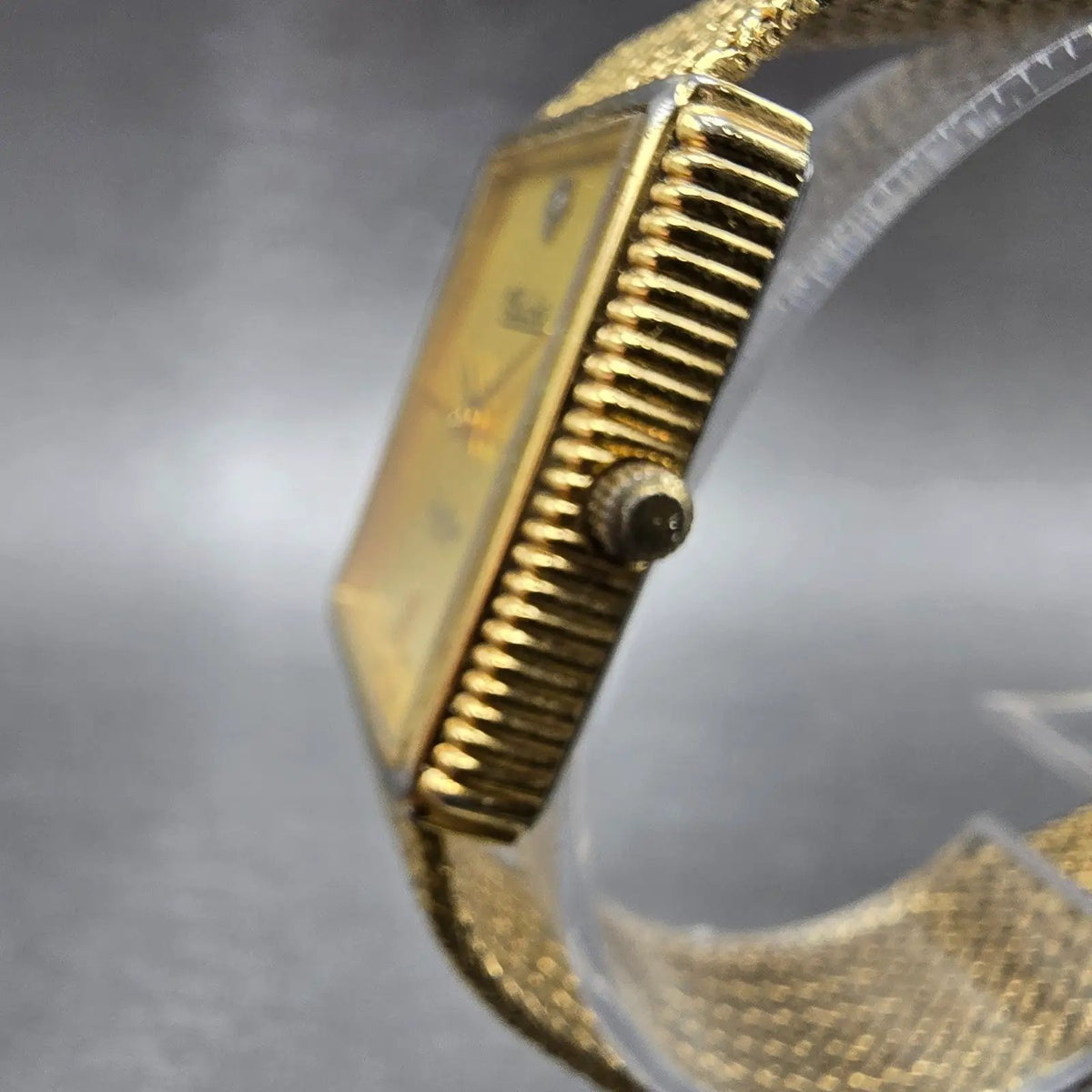 Lucien Piccard Dufonte Tank Watch Men 25mm Gold Dial Gold Tone Rectangle NewBatt2