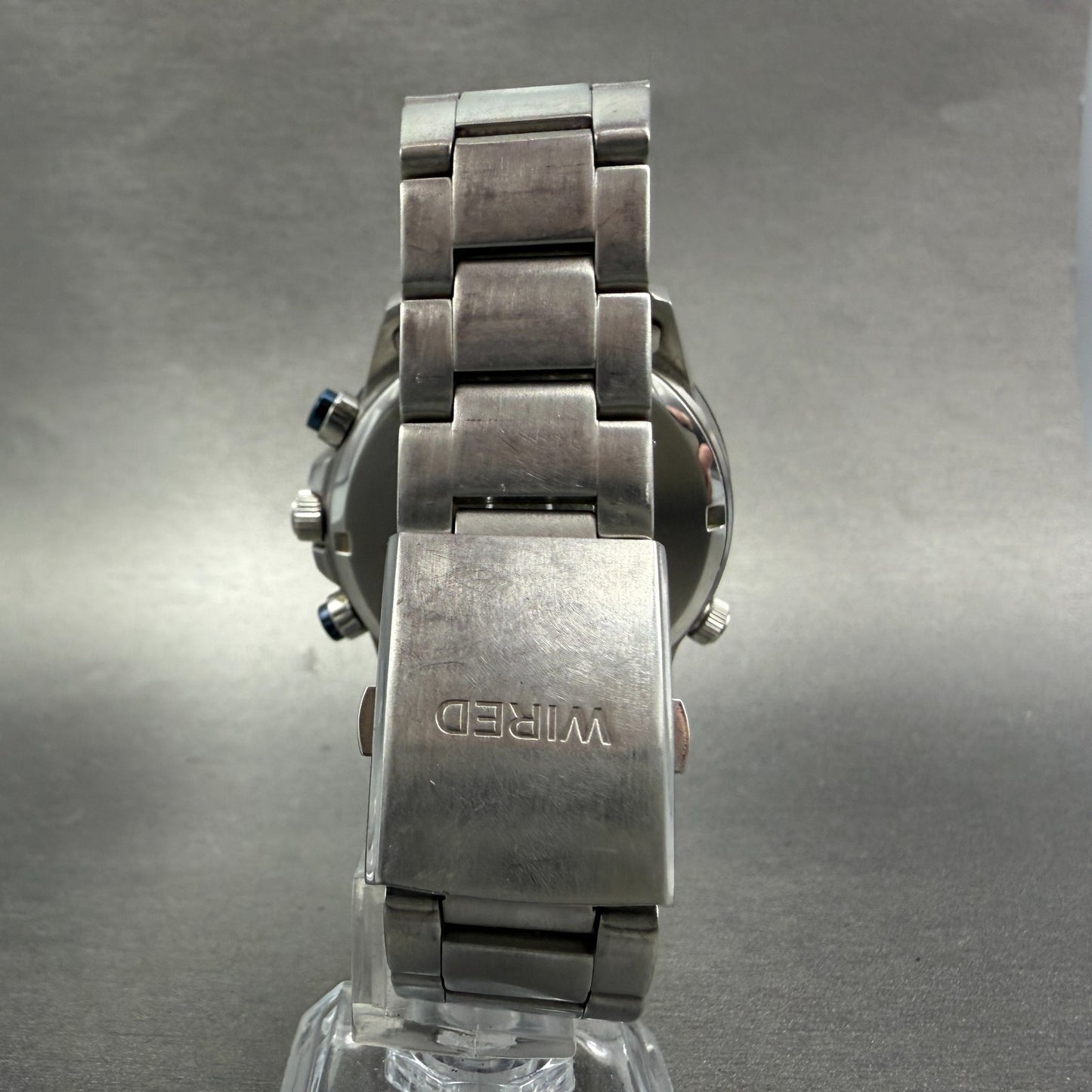 Seiko Wired Chronograph Watch Men 43mm Blue Dial Steel Date VK68-KX20 PARTS8