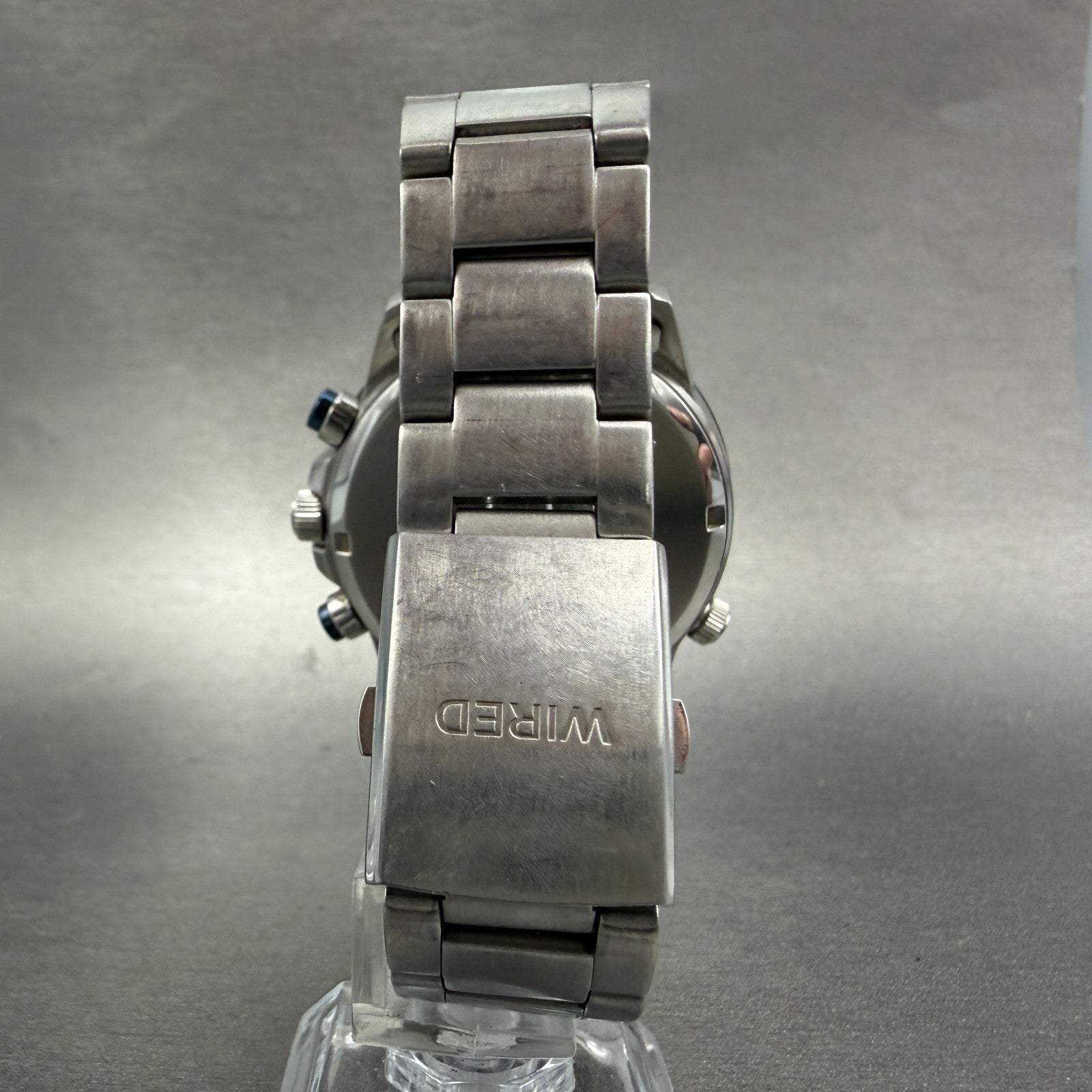Seiko Wired Chronograph Watch Men 43mm Blue Dial Steel Date VK68-KX20 PARTS8