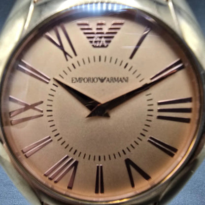 Emporio Armani Valente Watch Men 42mm Brown Dial Rose Gold Small Seconds Newbat1