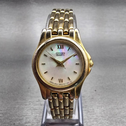 Citizen Watch Women 24mm MOP Dial Gold Tone Round 8031-S52543 New Battery VTG0