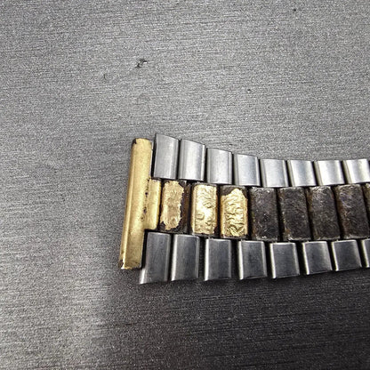 Seiko SQ Bracelet 20mm Stainless Steel Two Tone Tri Folding Clasp Vintage Z2781