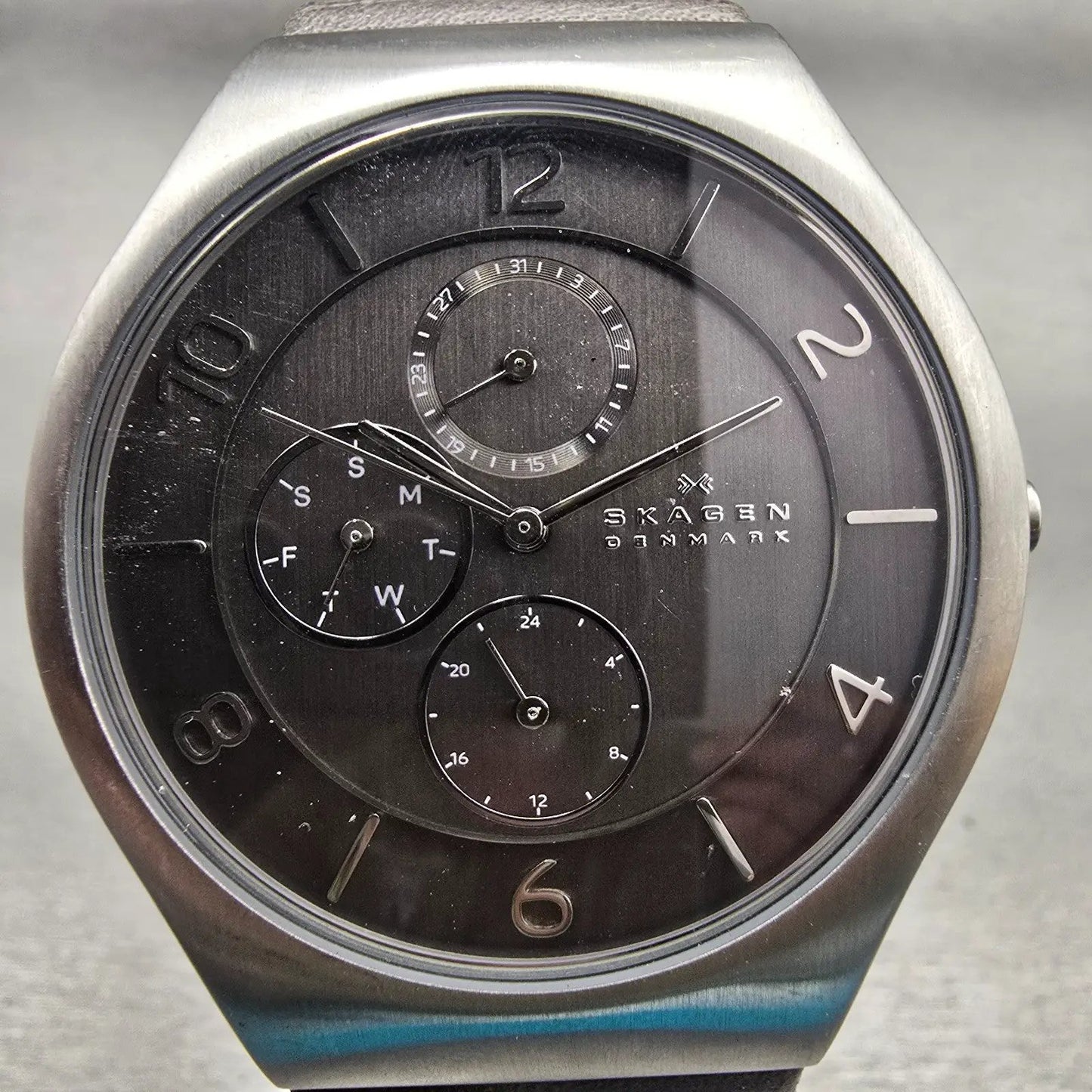Skagen Watch Men 41mm Brown Dial Silver Tone Daydate Round SKW6116 New Battery1