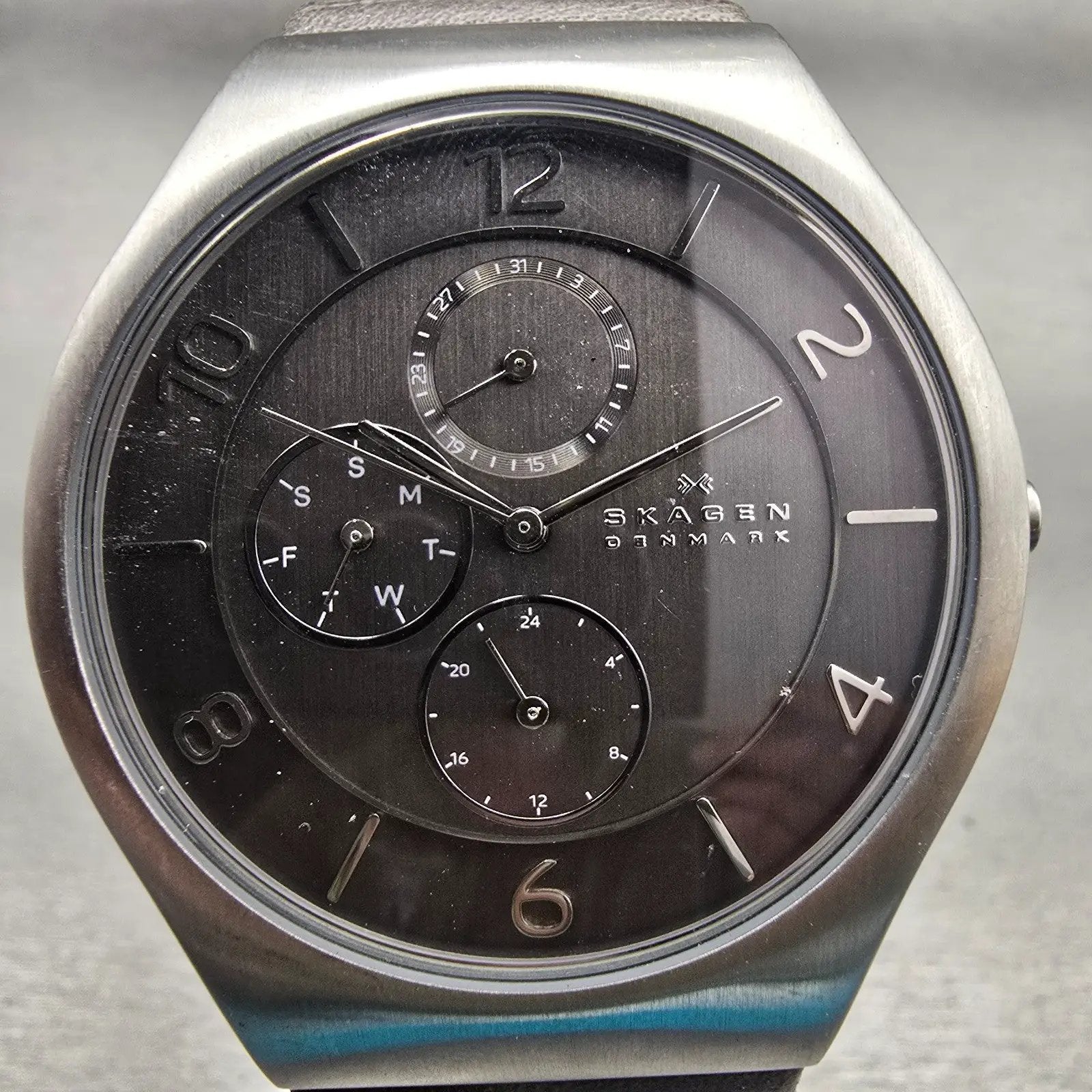 Skagen Watch Men 41mm Brown Dial Silver Tone Daydate Round SKW6116 New Battery1