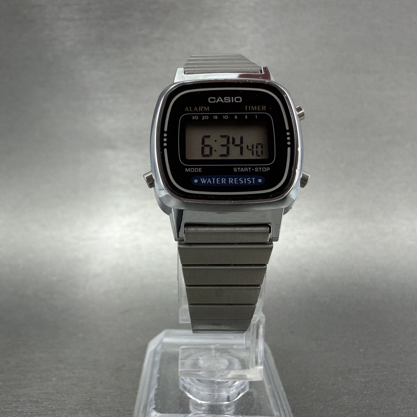 Casio LA670W Watch Women 24mm Digital Silver Tone Rectangle Alarm Chrono New Bat5