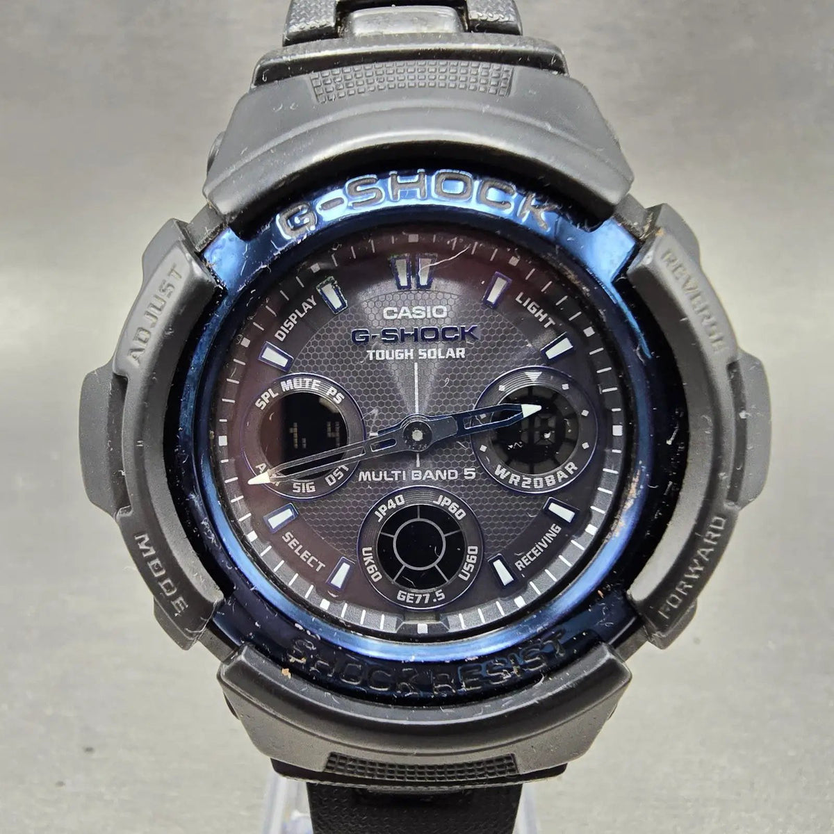 Casio G-Shock AWG-M100BC Watch Men 47mm Black Blue Alarm Chrono Solar READ!!!!!!0