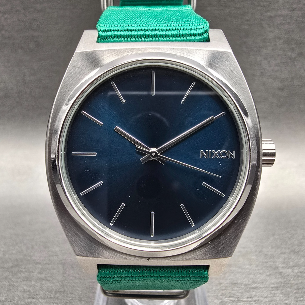 Nixon The Time Teller Watch Men 37mm Blue Dial Silver Tone Round New Battery0