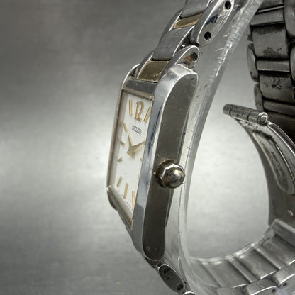 Seiko Tank Watch Women 21mm White Dial Two Tone Rectangle 1N00-0RT0 New Battery2