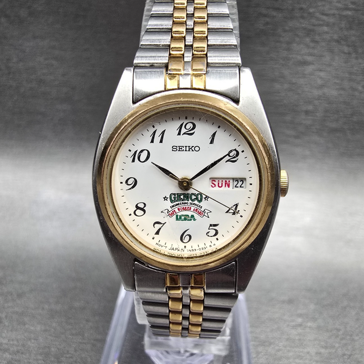 Seiko Watch Women 24mm White Dial Two Tone Daydate Round 7N83-0011 New Battery 50