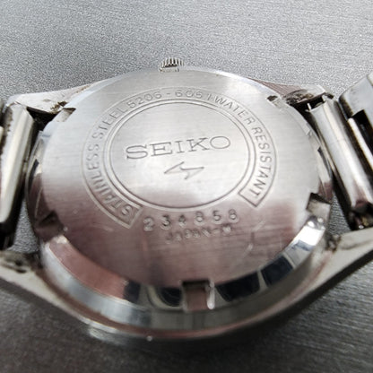 Seiko Lord Matic Special Watch Men 37mm Silver Dial Steel Daydate 5206-6061 Runs
