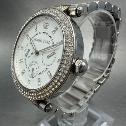 Michael Kors Parker Watch Women 39mm White Dial Steel Daydate MK-6759 New Batt2