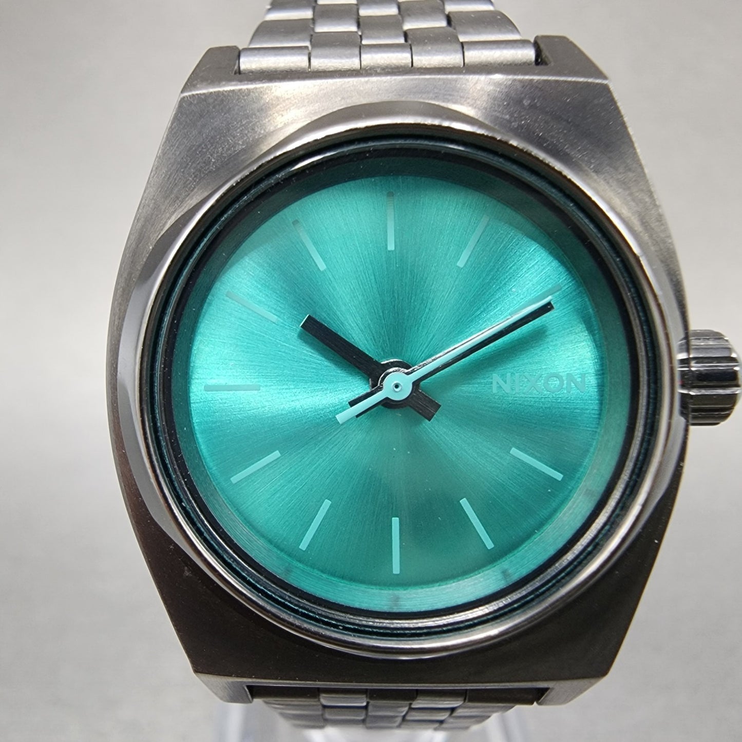 Nixon Time Teller Watch Women 27mm Blue Dial Black Tone Round New Battery1