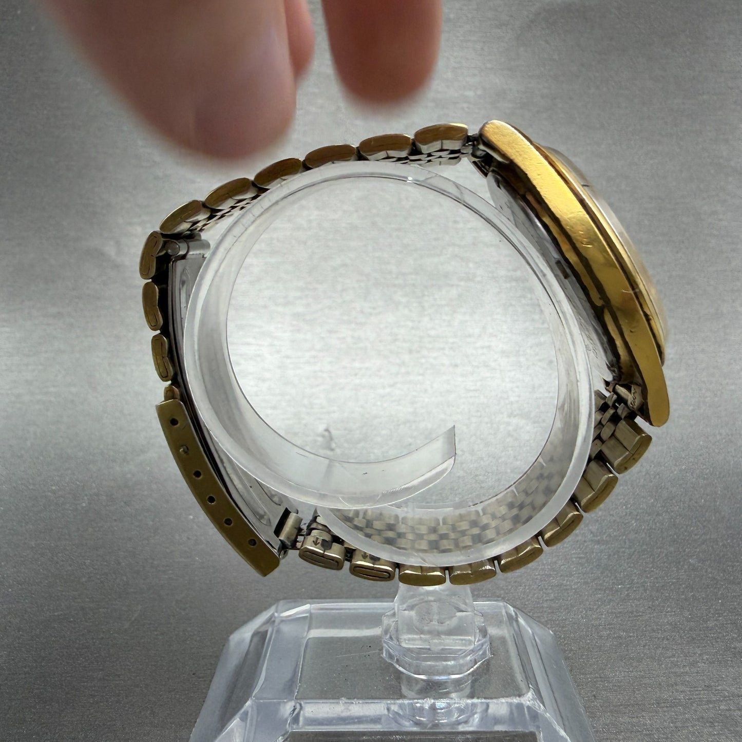 Seiko SQ Watch Men 35mm Gold Dial Gold Tone Daydate Round 5Y23-8040 PARTS VTG9