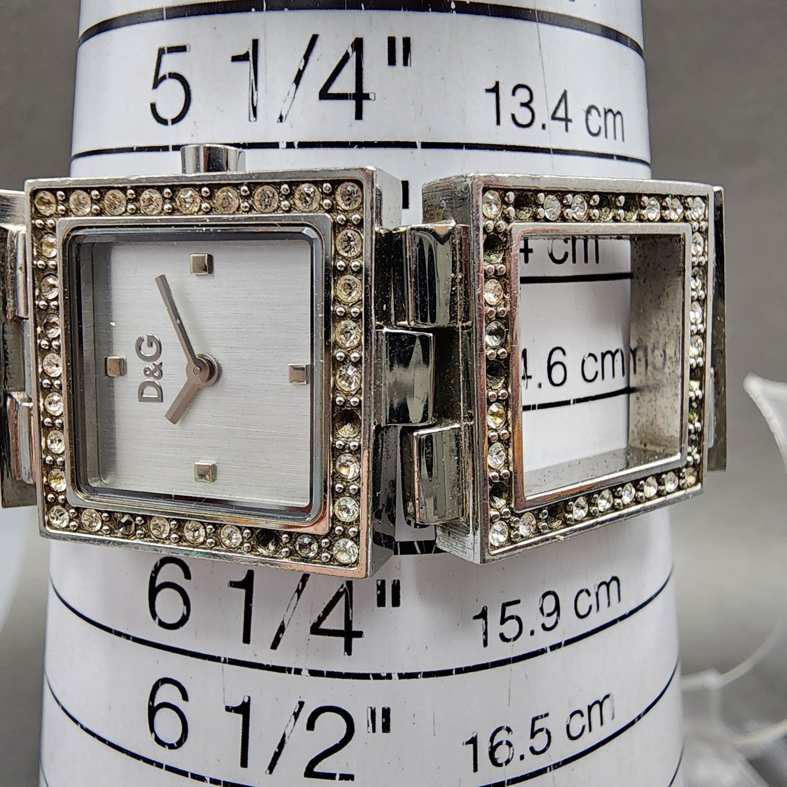 Dolce & Gabbana Tank Watch Women 21mm Silver Dial Steel Crystal Accent New Batt12