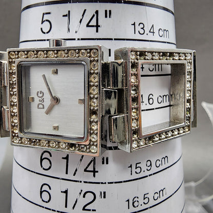 Dolce & Gabbana Tank Watch Women 21mm Silver Dial Steel Crystal Accent New Batt12