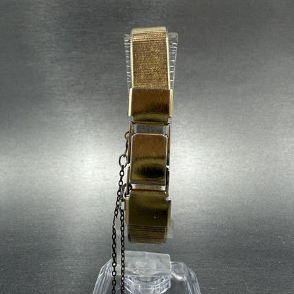 Seiko Tank Watch Women 12mm Gold Dial Gold Tone Rectangle 2E20-5409 New Batt UUK7
