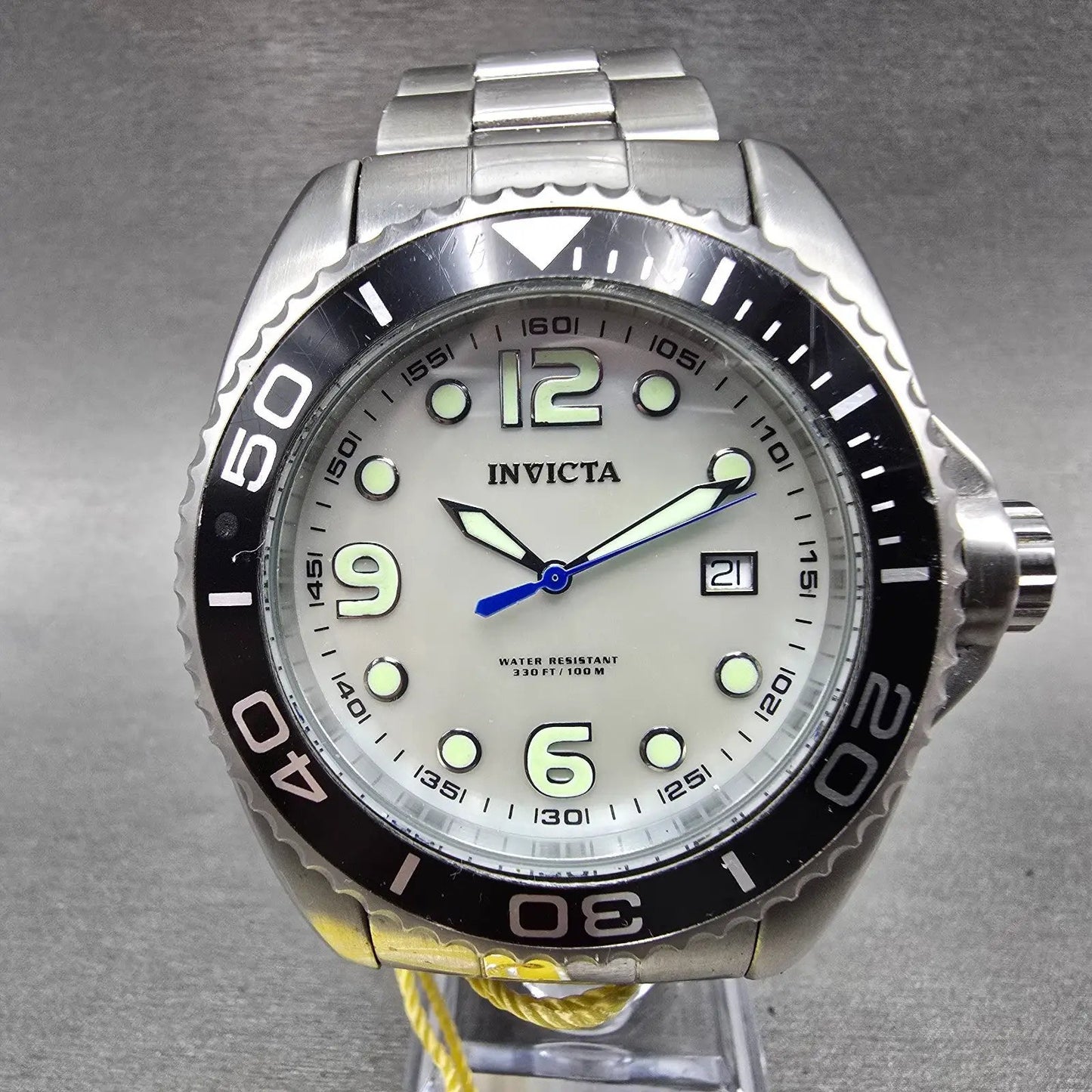 Invicta Pro Diver Watch Men 45mm MOP Dial Silver Tone Date 0479 New Battery0