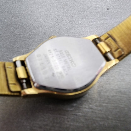 Seiko SX Watch Women 20mm Gold Dial Gold Tone Round 8Y21-0020 New Battery