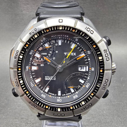 Timex Adventure Altimeter Watch Men 50mm Black Dial Silver Date New Battery0