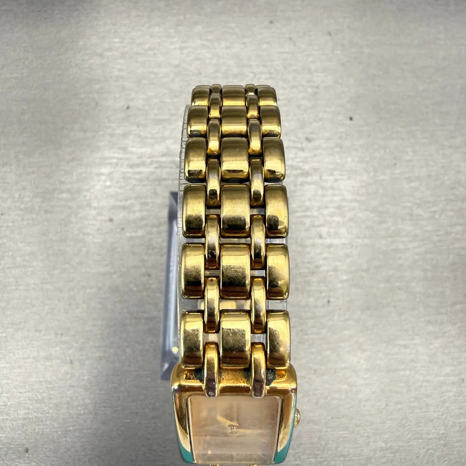 Seiko Watch Women 17mm Gold Dial Gold Tone Rectangle 1N00-6B79 New Battery VTG4