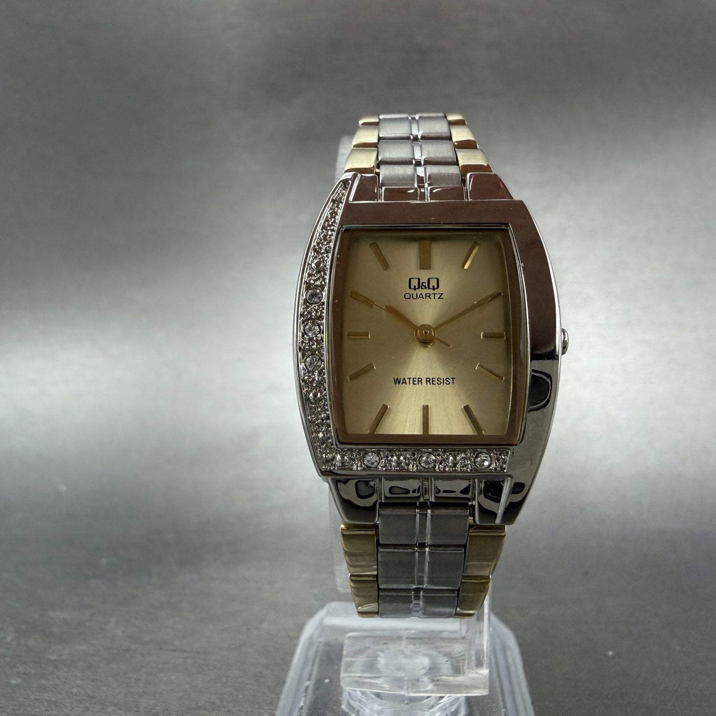 Citizen Q&Q Tank Watch Women 23mm Champagne Dial Silver Tone Rectangle New batt5