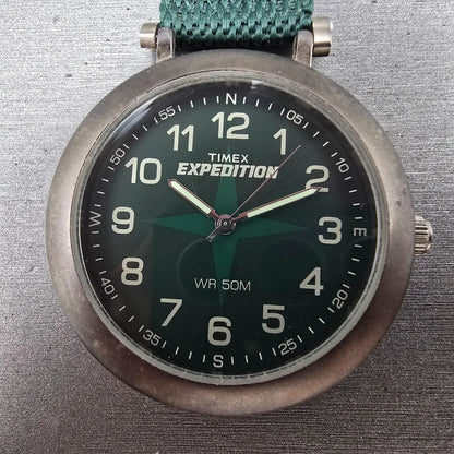Timex Expedition Pocket Watch Men 45mm Green Dial  Gray Round New Battery2