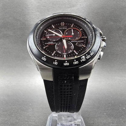 Citizen Eco-Drive Chronograph Watch Men 45mm Black Dial Steel Date Round Works5
