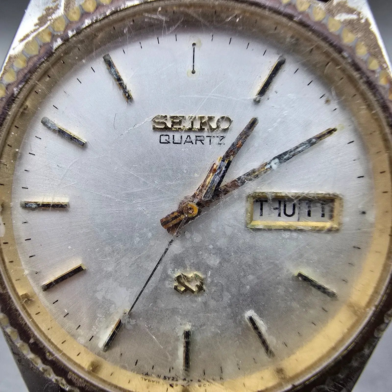Seiko SQ President Watch Men 36mm Silver Dial Two Tone Daydate 5Y23-8A69 PARTS2