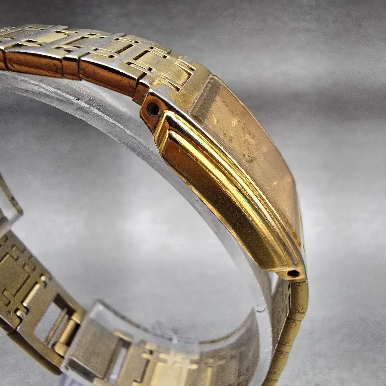 Bulova Watch Women 20mm Gold Dial Gold Tone Rectangle Vintage New Battery 97L443