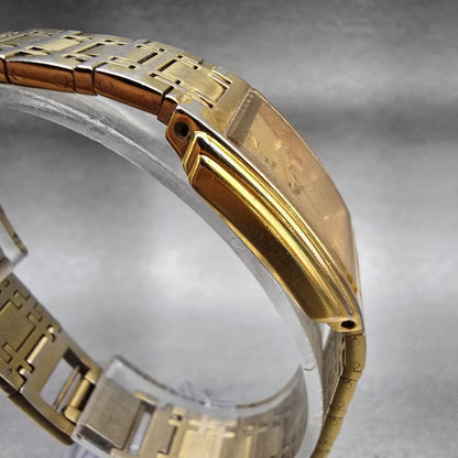 Bulova Watch Women 20mm Gold Dial Gold Tone Rectangle Vintage New Battery 97L443